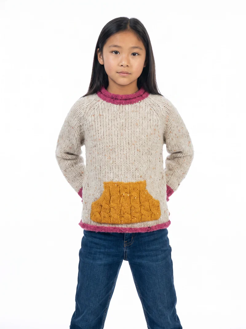 Gréine Children’s Roll Neck with Pocket - Sunset