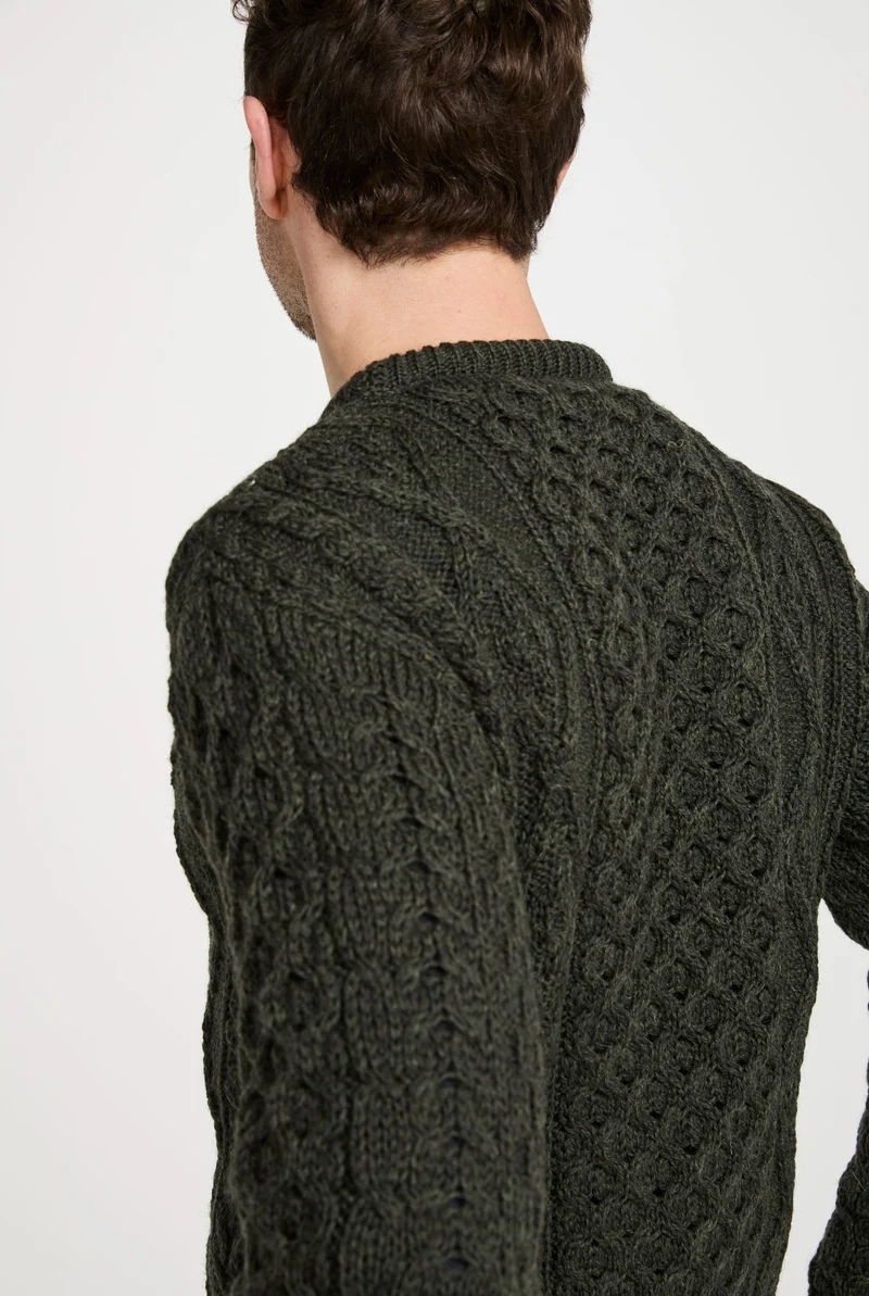 Moher Traditional Aran Sweater - Green