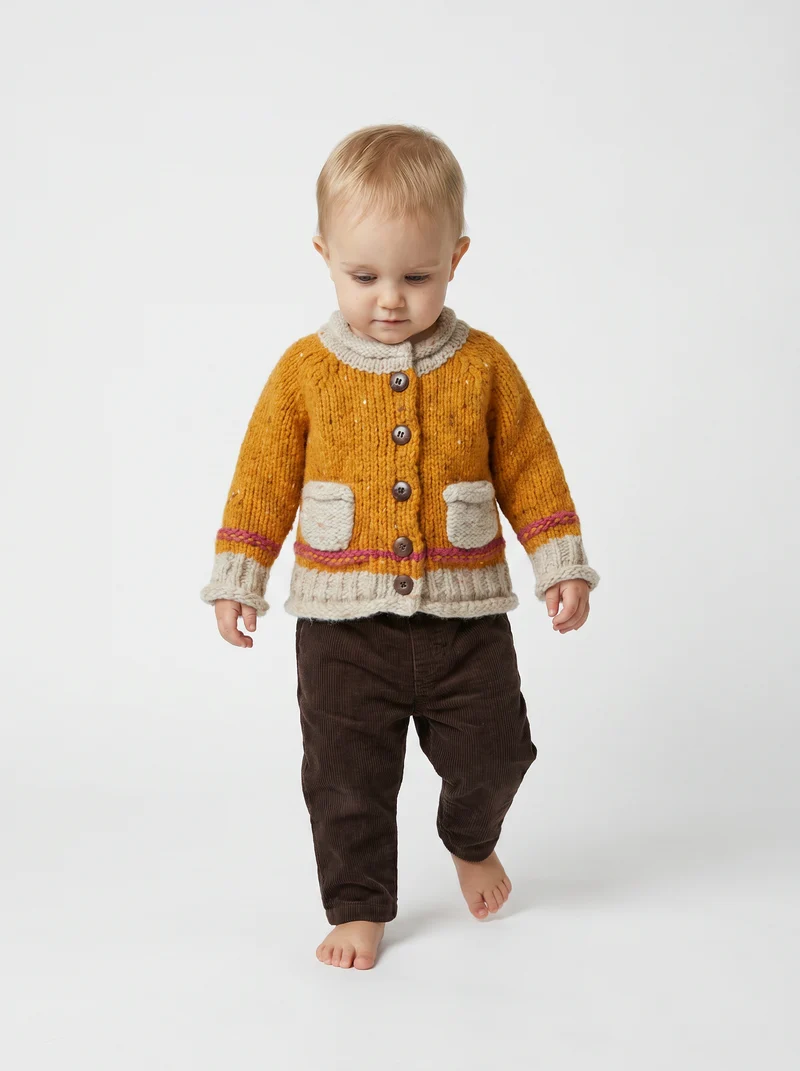 Réalta Baby Roll Neck Cardigan- Starlight
