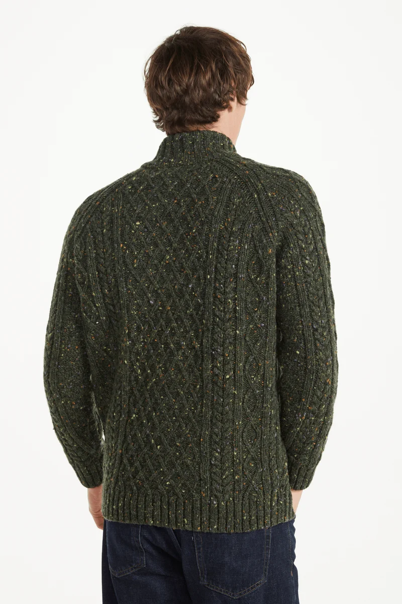 Fionn Tweed Mens Zip Troyer - Green