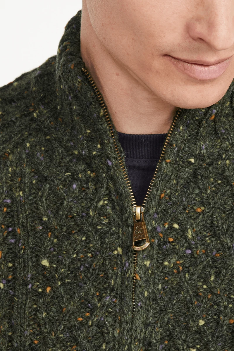 Fionn Tweed Mens Zip Troyer - Green