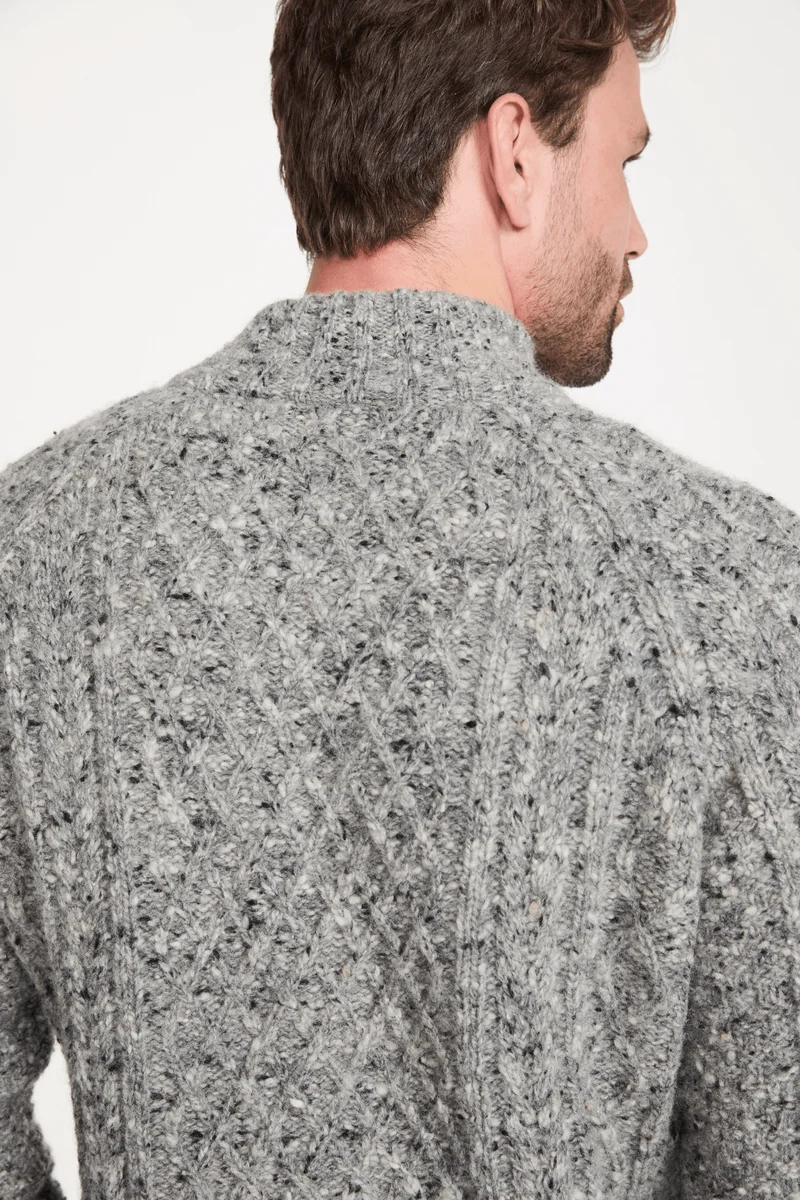 Fionn Tweed Mens Zip Troyer - Grey