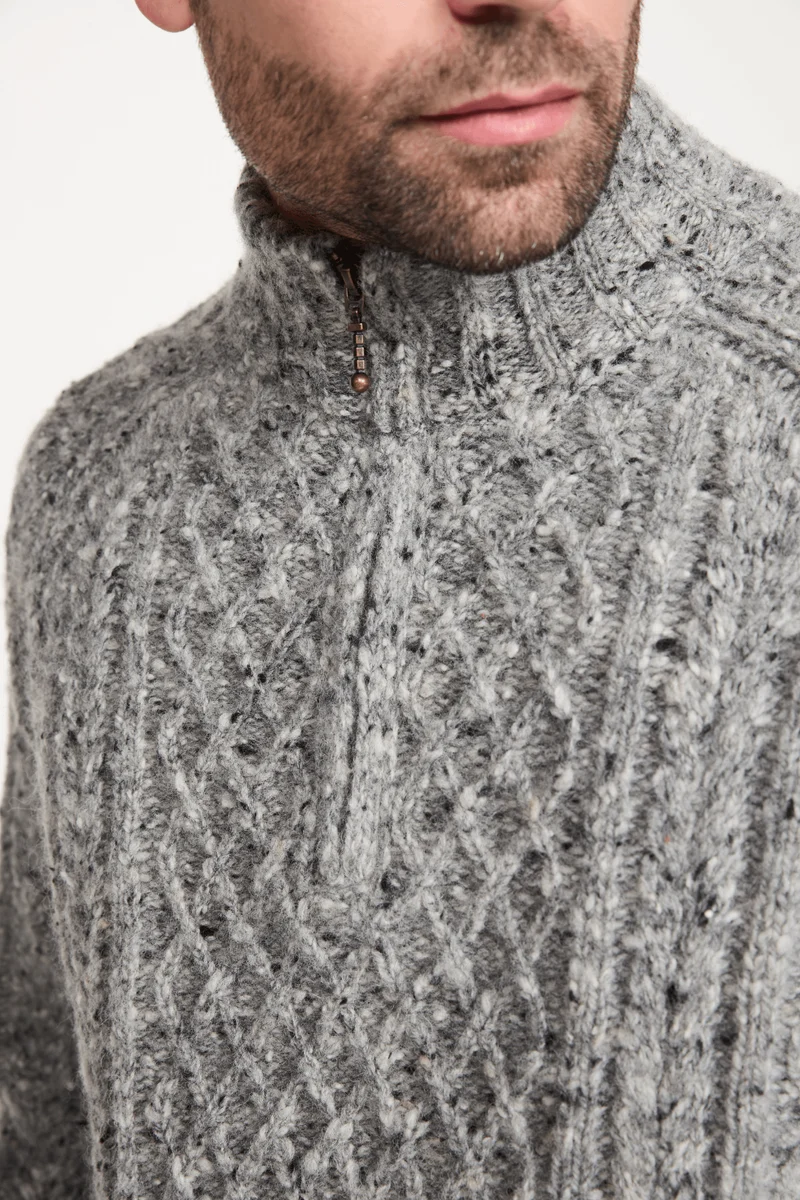 Fionn Tweed Mens Zip Troyer - Grey