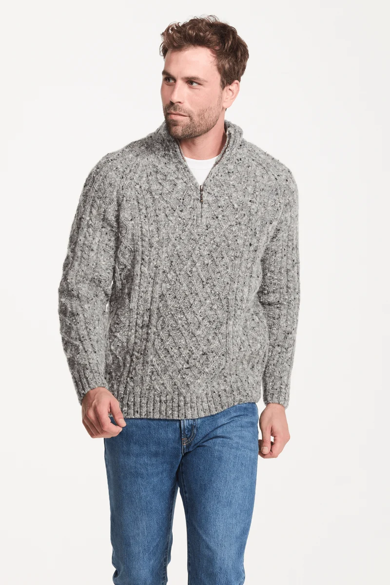 Fionn Tweed Mens Zip Troyer - Grey