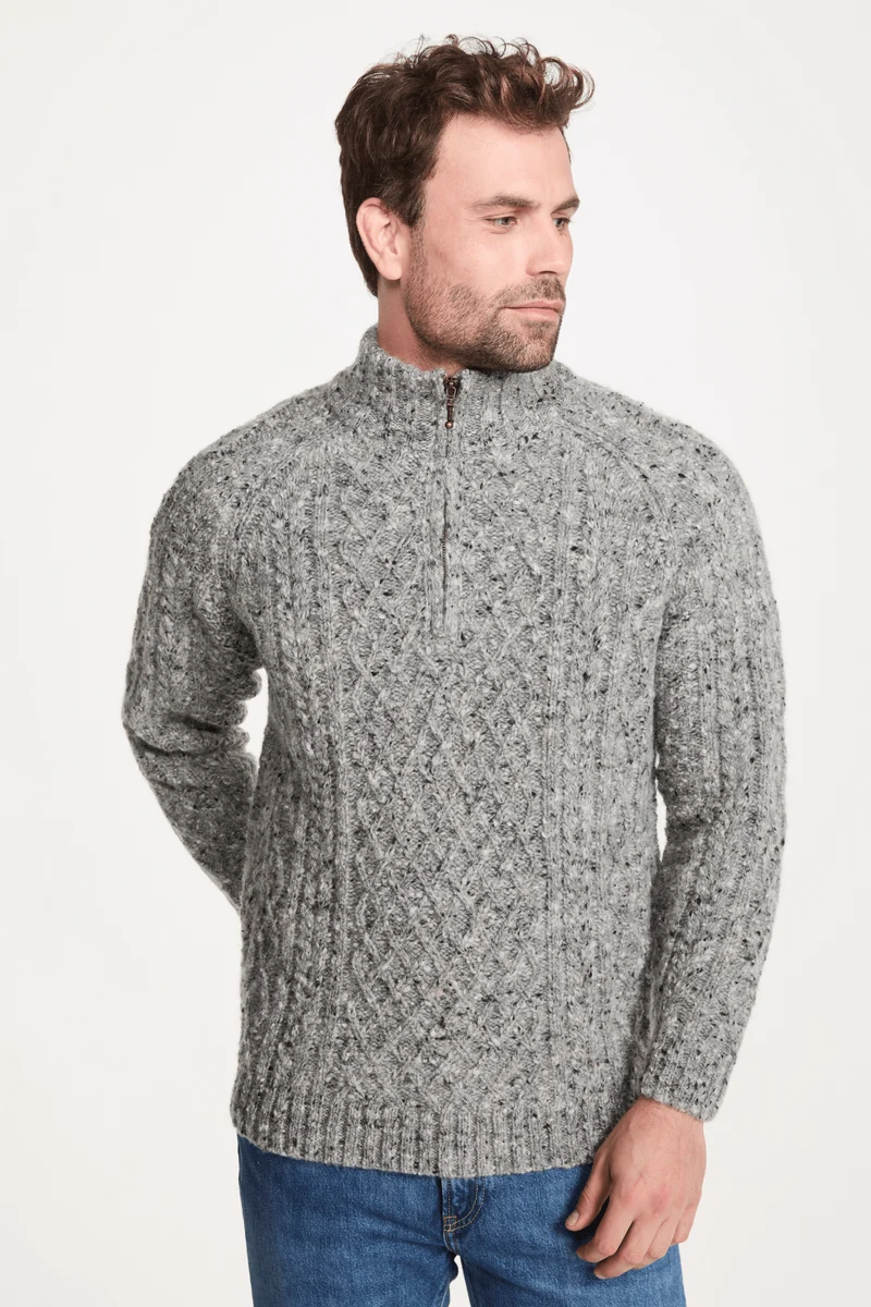 Fionn Tweed Mens Zip Troyer - Grey