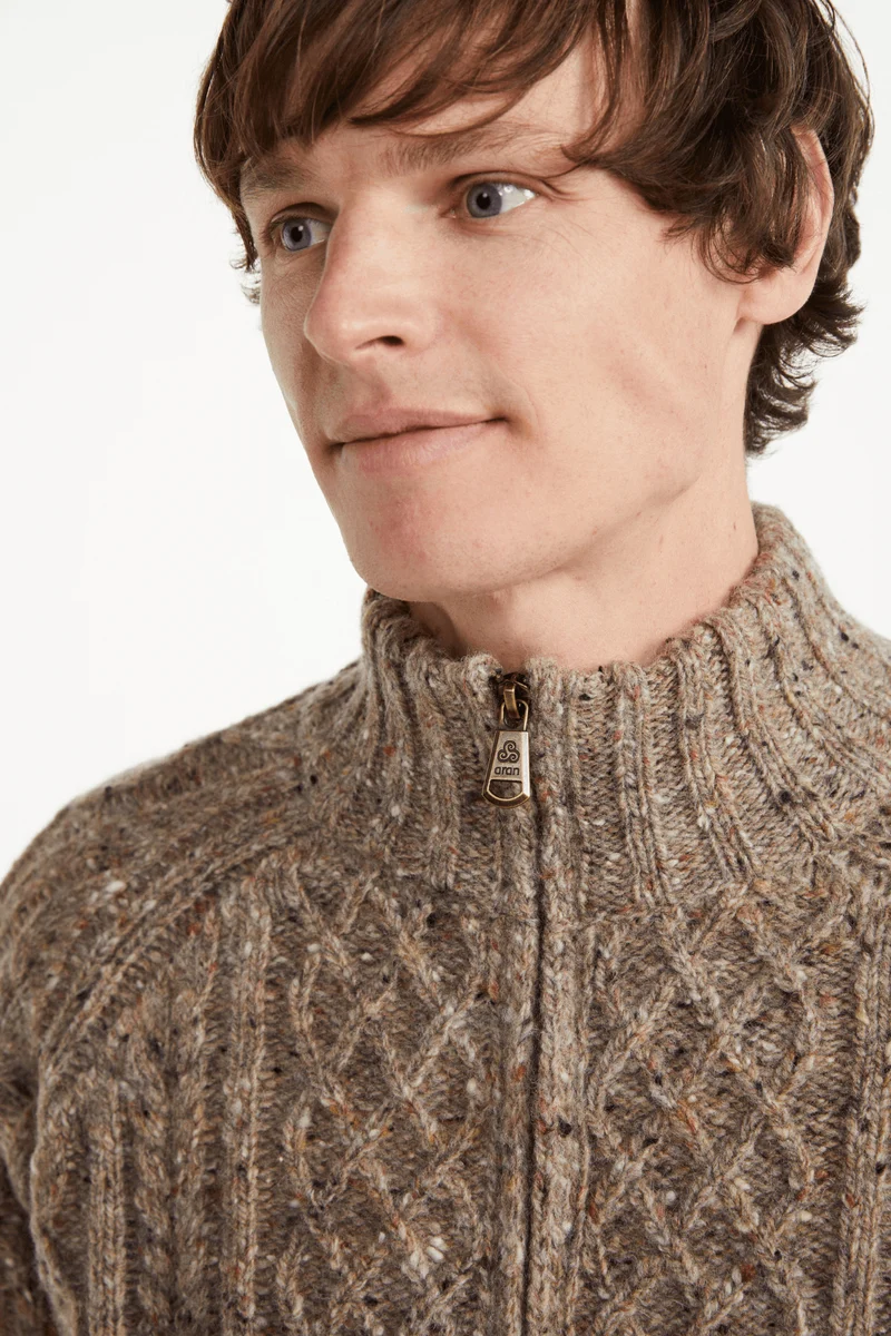 Fionn Tweed Mens Zip Troyer - Oat