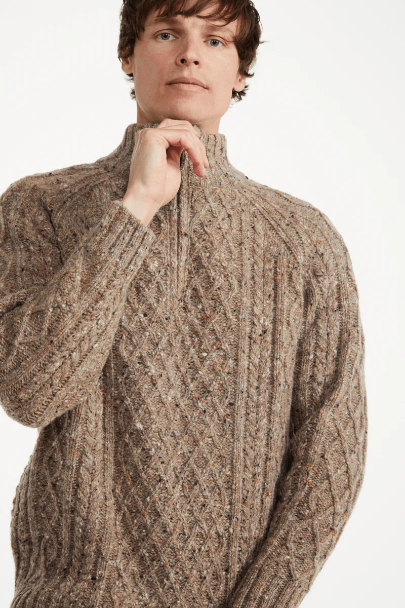 Fionn Tweed Mens Zip Troyer - Oat