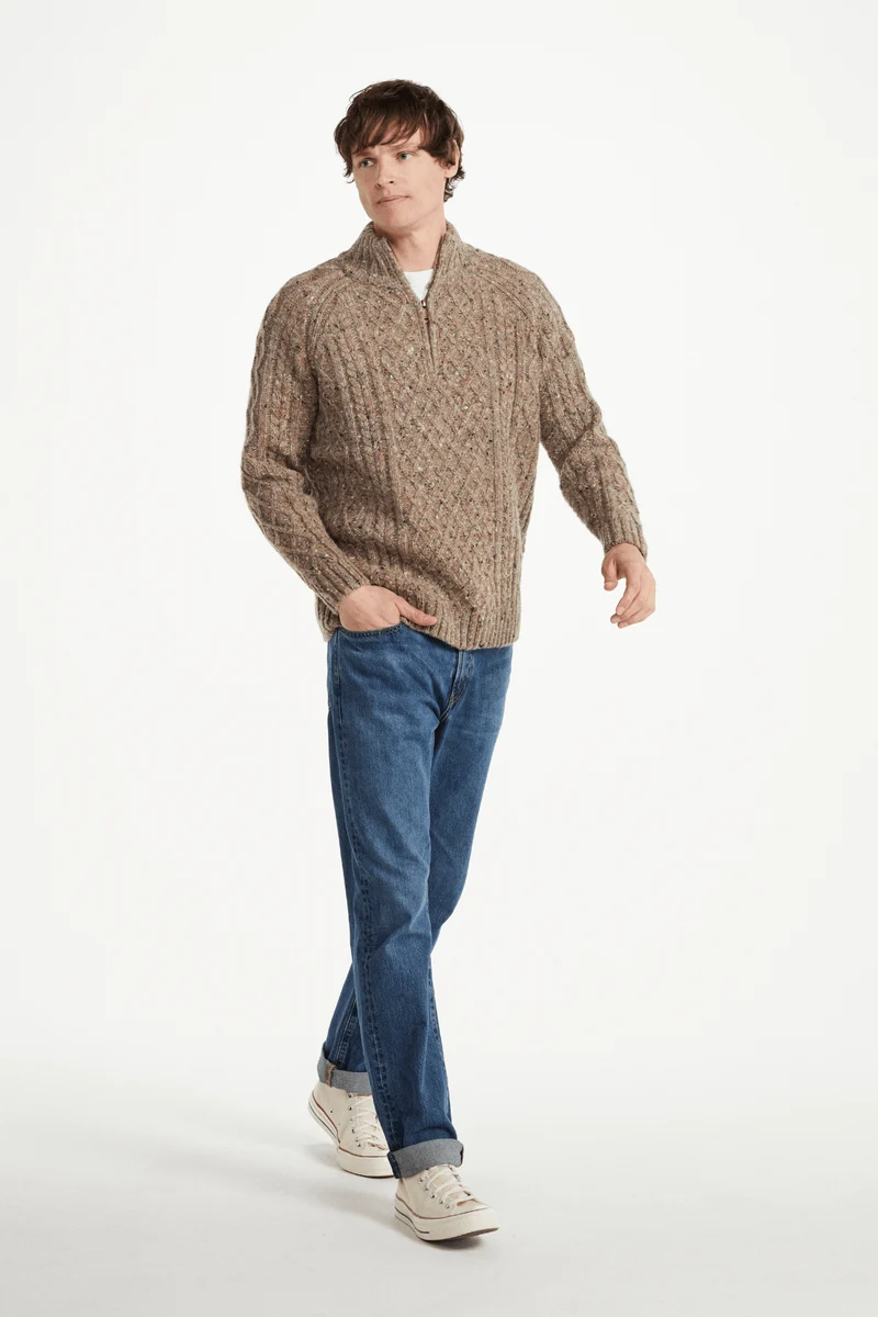 Fionn Tweed Mens Zip Troyer - Oat