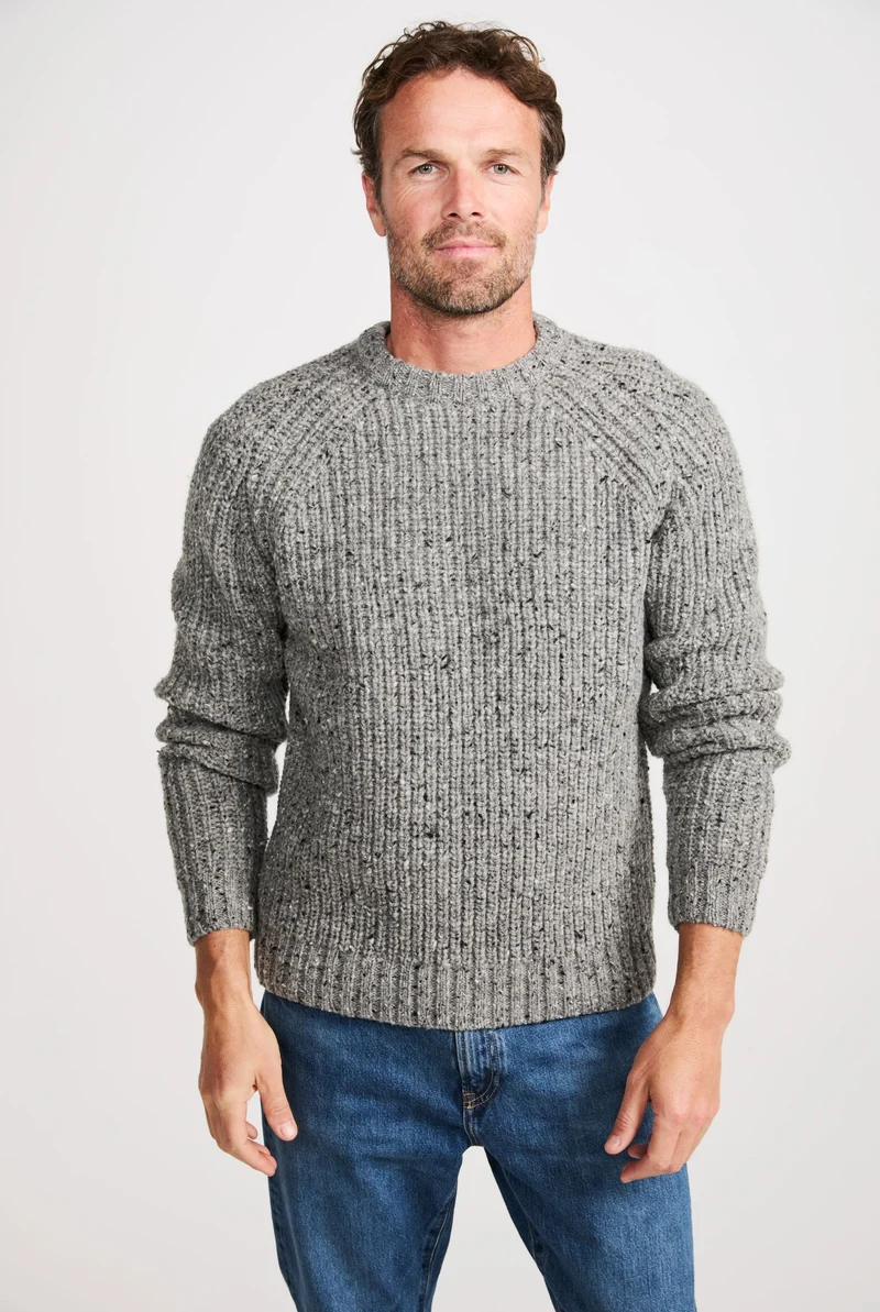 Killykeen Mens Fisherman Ribbed Crew - Grey