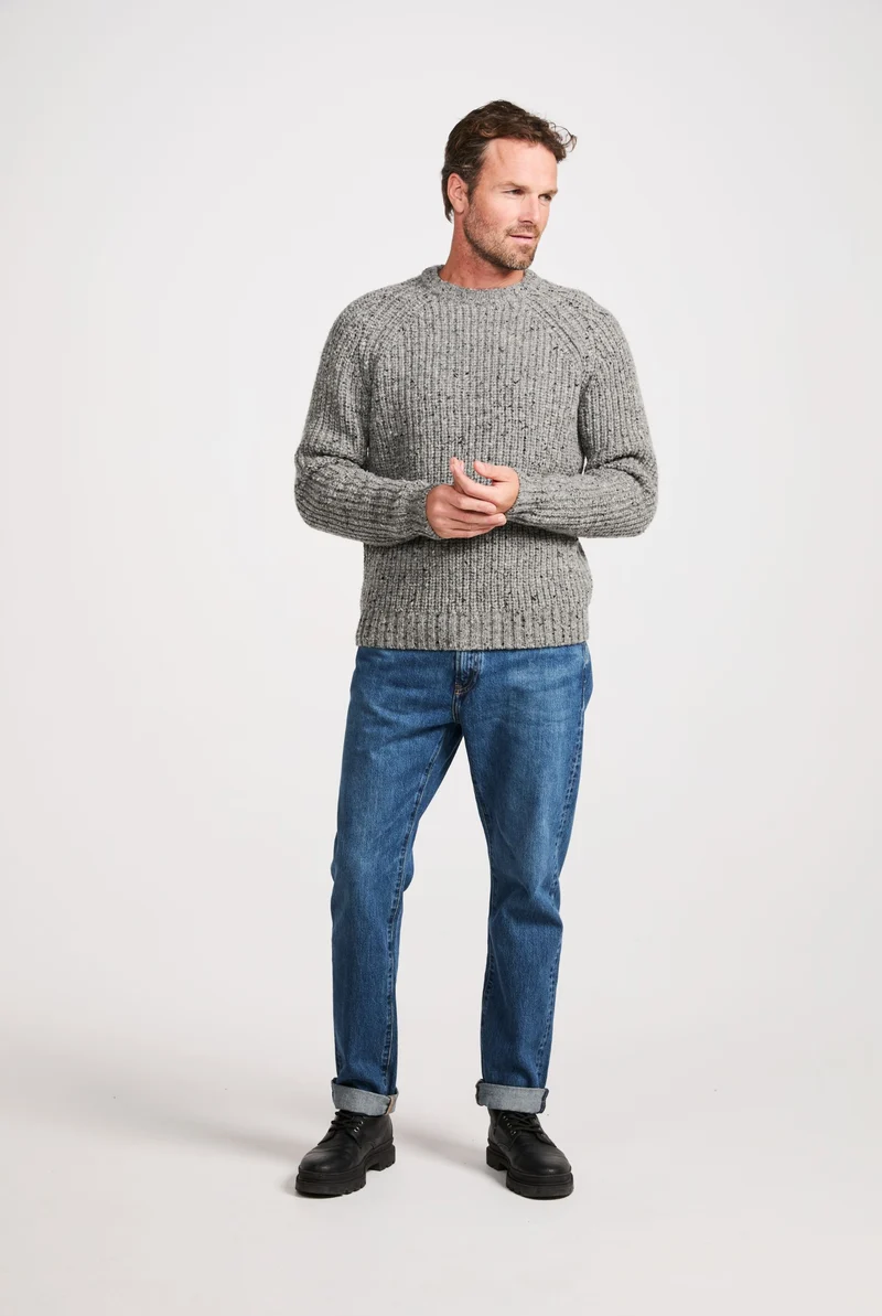 Killykeen Mens Fisherman Ribbed Crew - Grey