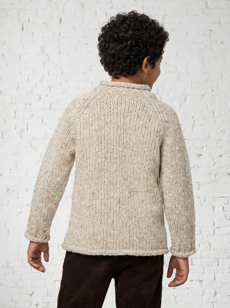 Brackloon Óg Children's Roll Neck Raglan Crew - Cream