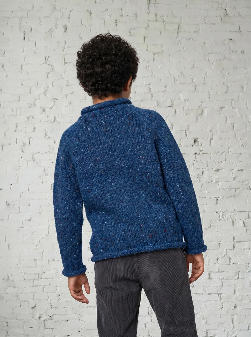 Brackloon Óg Children's Roll Neck Raglan Crew - Navy Blue