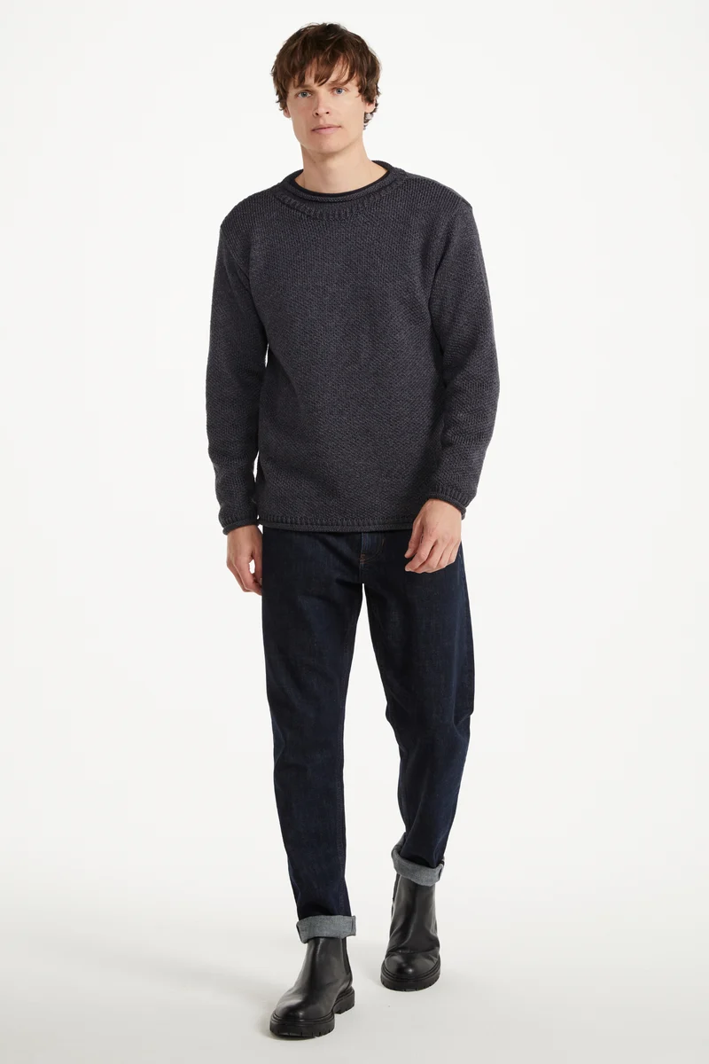 Moycullen Roll Neck Mens Merino Sweater - Grey
