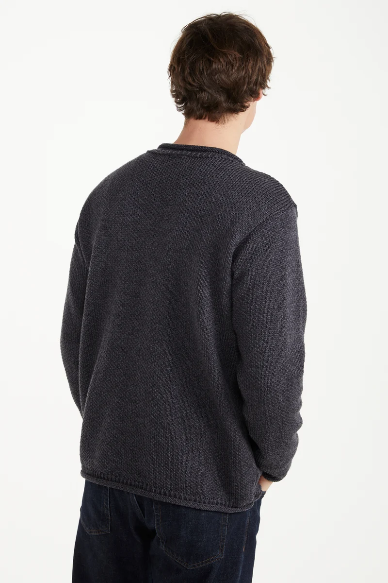 Moycullen Roll Neck Mens Merino Sweater - Grey