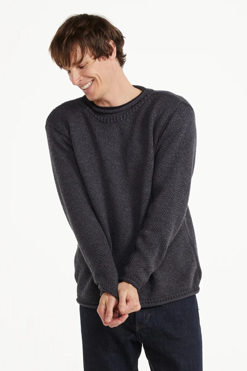 Moycullen Roll Neck Mens Merino Sweater - Grey