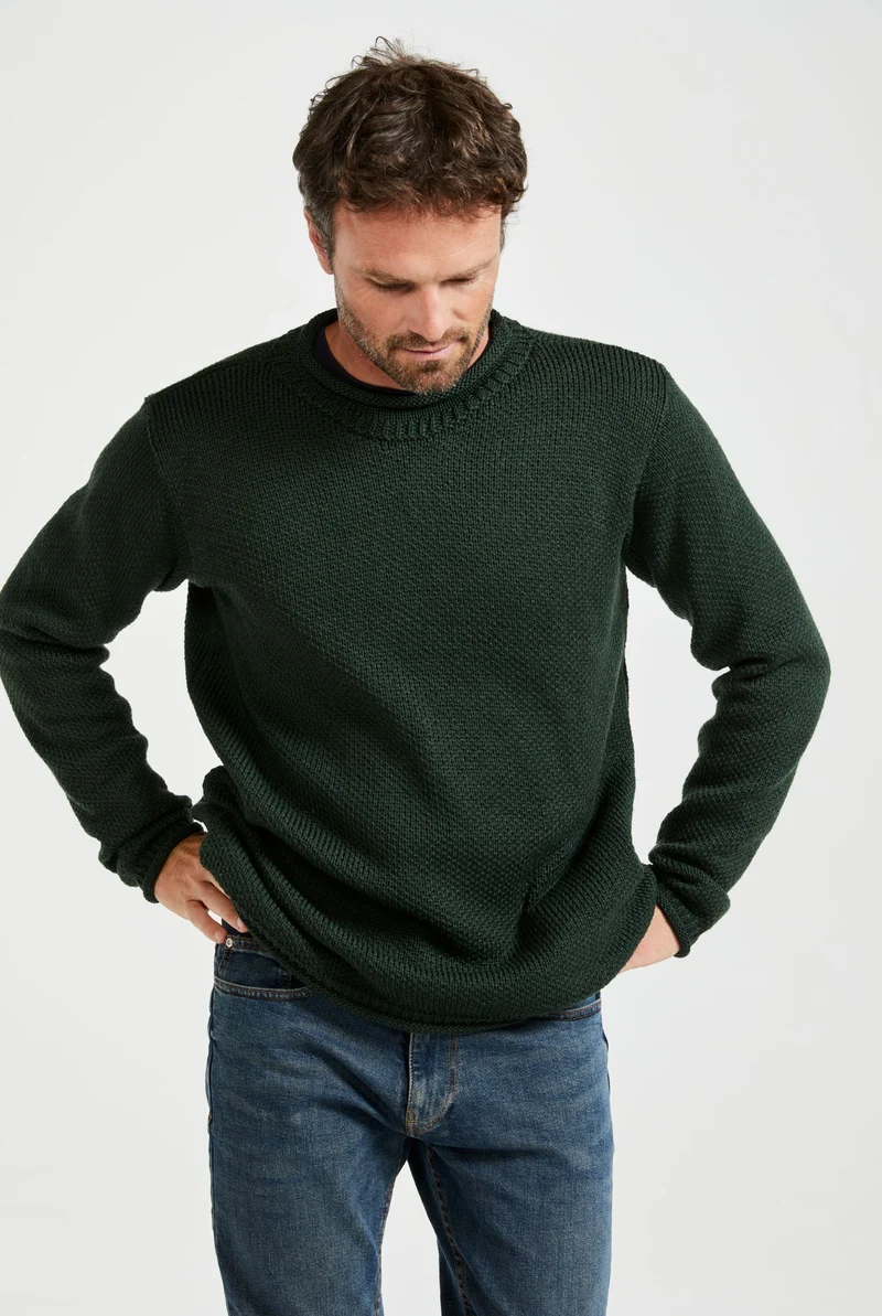 Moycullen Roll Neck Mens Merino Sweater - Green