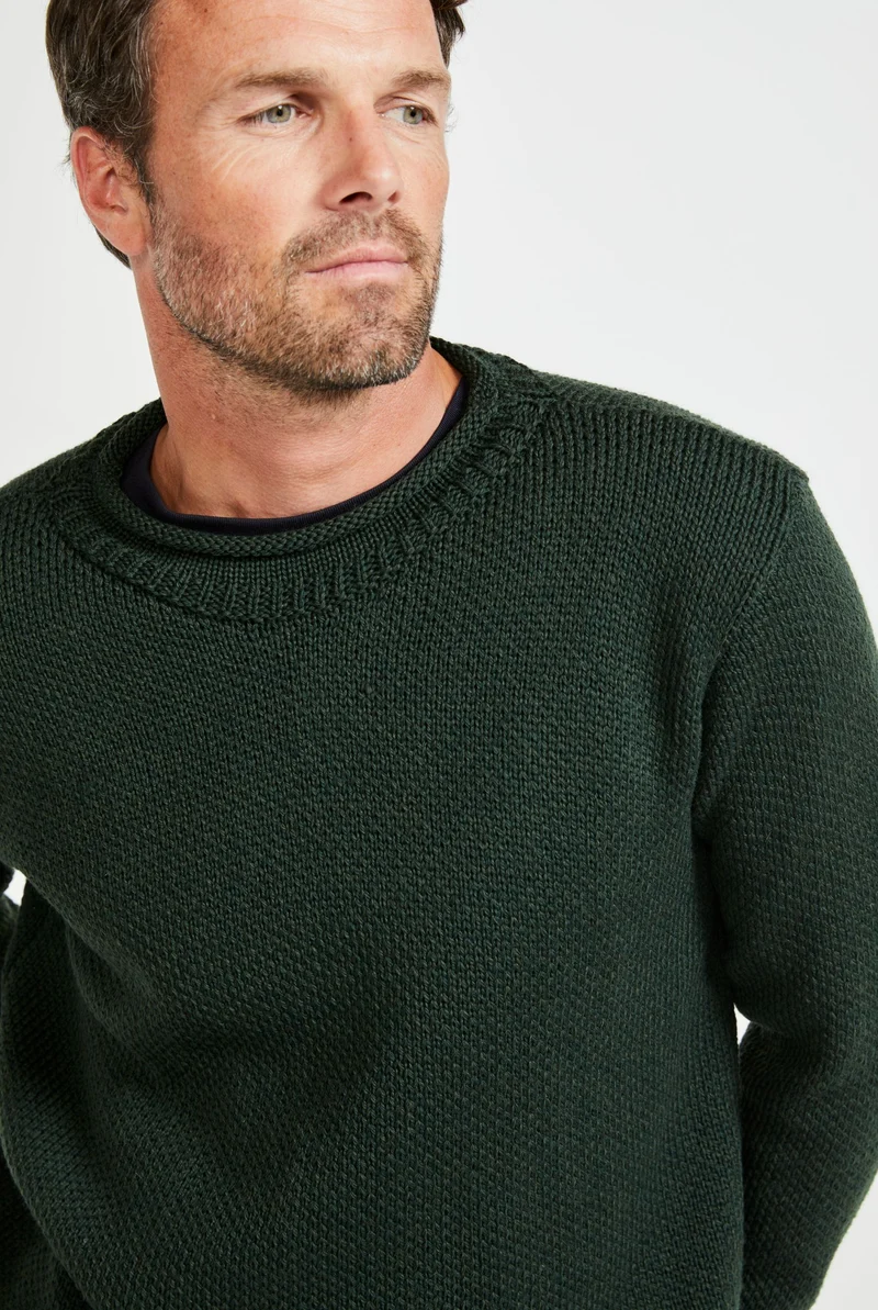 Moycullen Roll Neck Mens Merino Sweater - Green