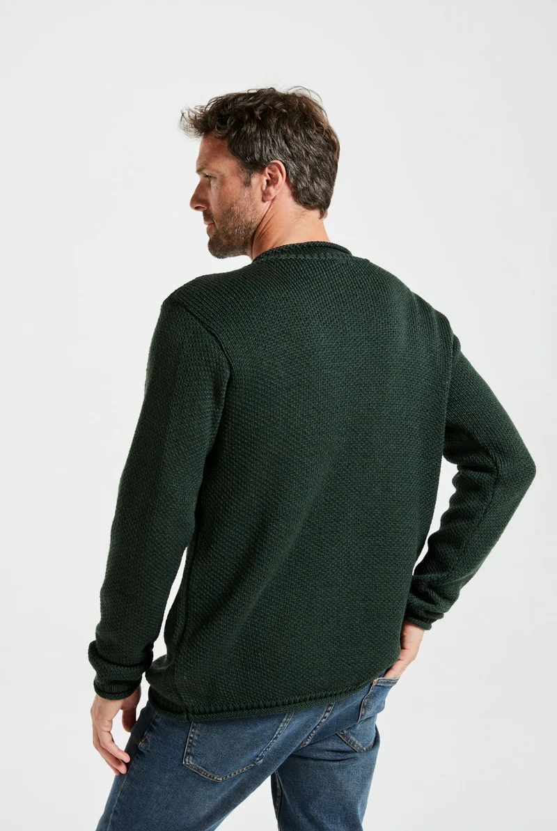 Moycullen Roll Neck Mens Merino Sweater - Green