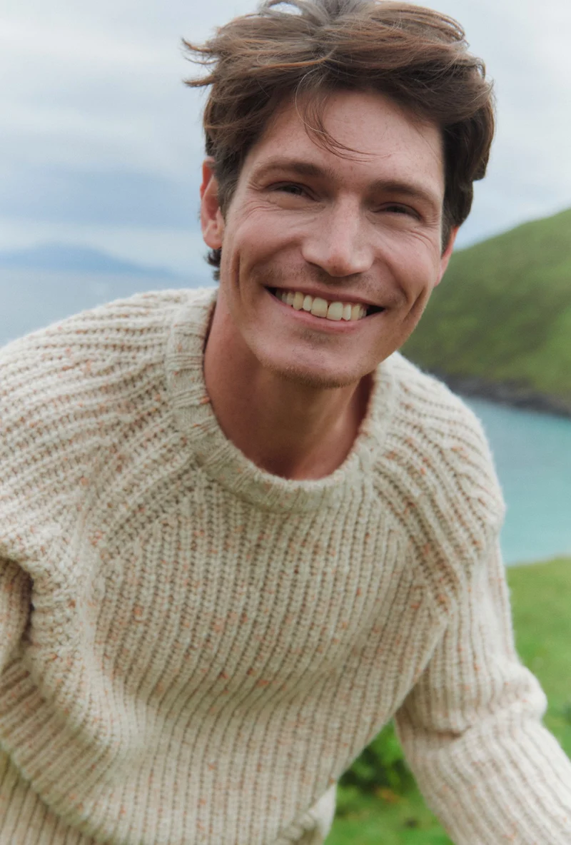 Killykeen Mens Fisherman Ribbed Crew - Cream