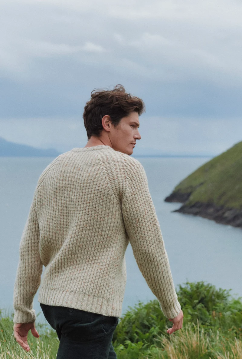 Killykeen Mens Fisherman Ribbed Crew - Cream
