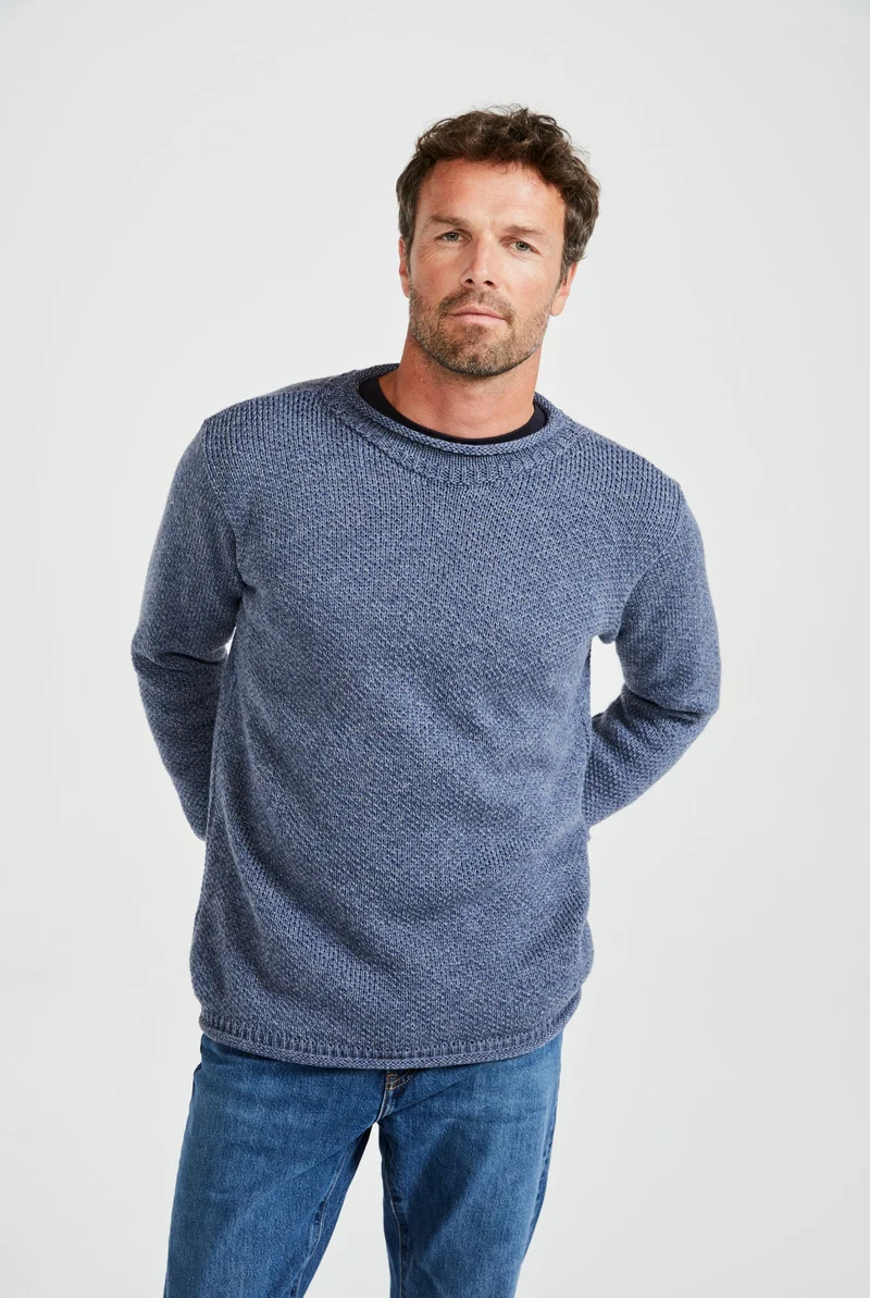 Moycullen Roll Neck Merino Sweater - Denim