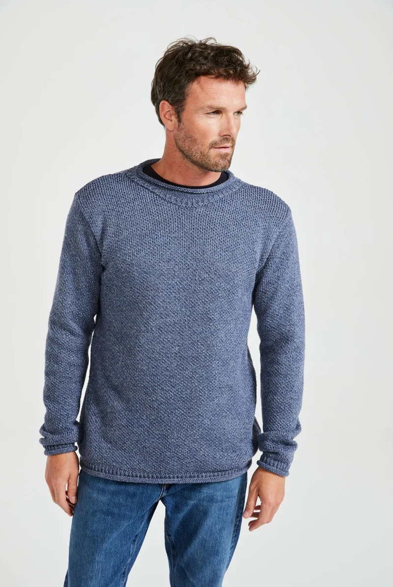 Moycullen Roll Neck Merino Sweater - Denim