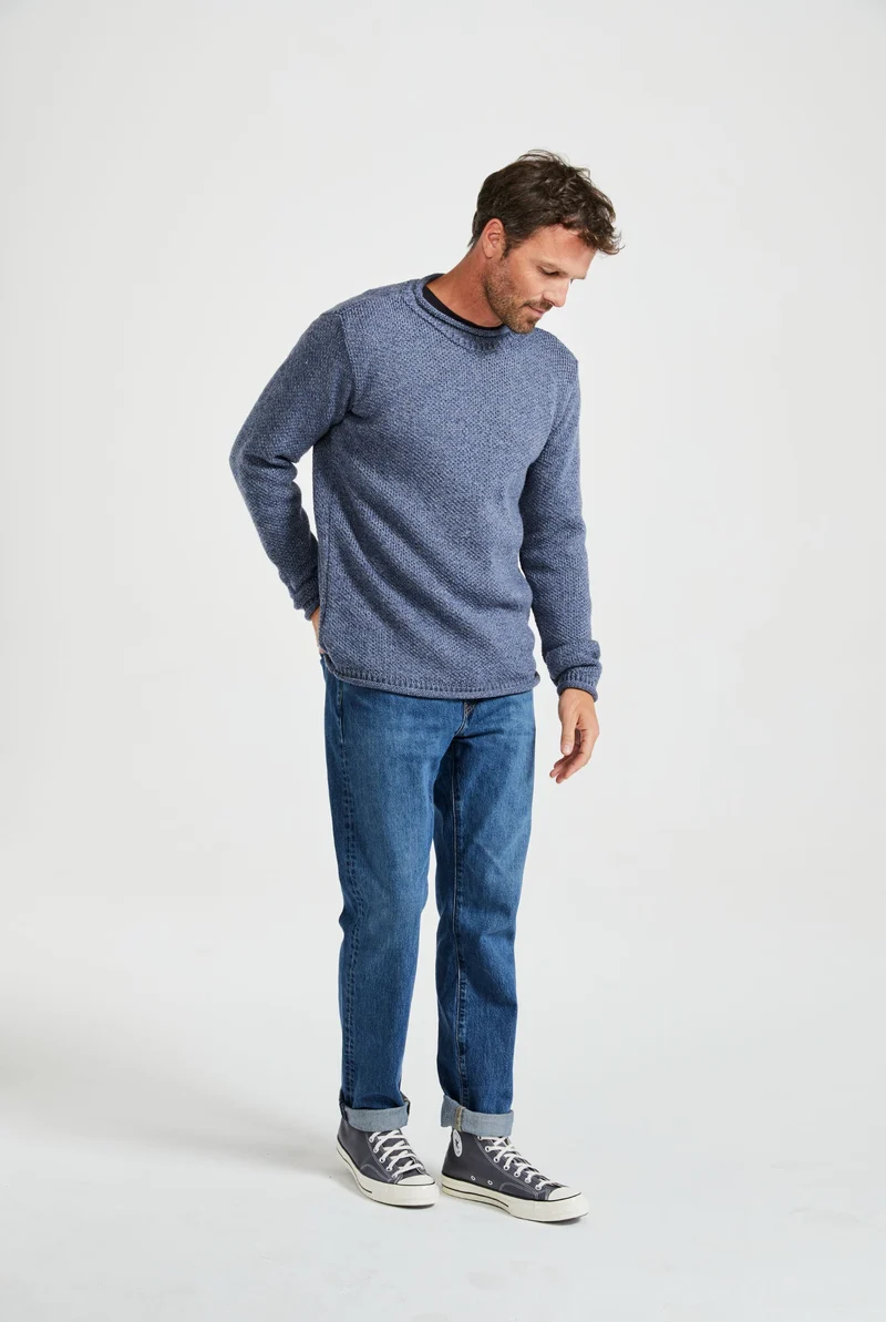 Moycullen Roll Neck Merino Sweater - Denim