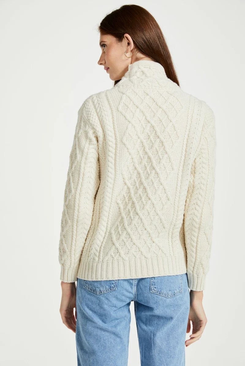 Enniscoe Drawstring Aran Sweater - Cream