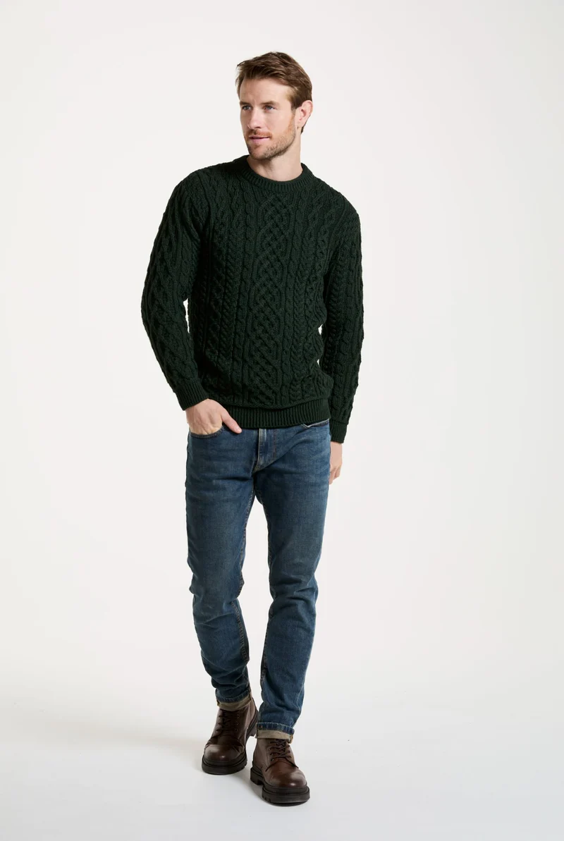 Inishturk Mens Aran Sweater - Emerald Green