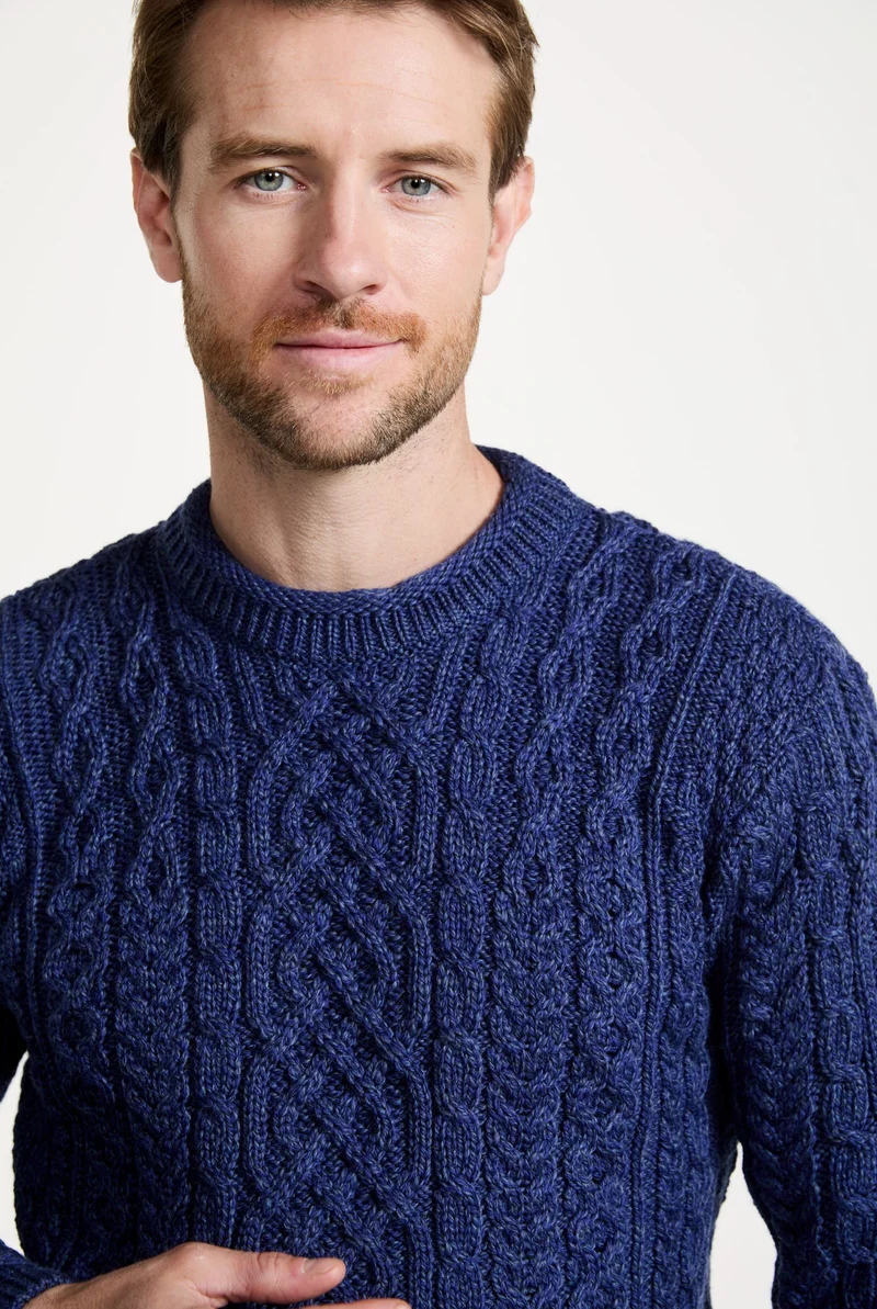 Inishturk Mens Aran Sweater - Navy
