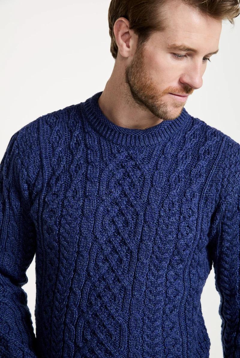 Inishturk Mens Aran Sweater - Navy