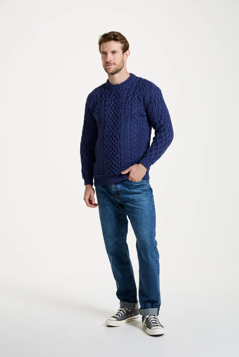 Inishturk Mens Aran Sweater - Navy
