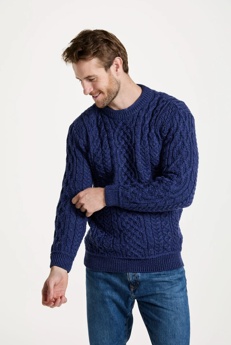 Inishturk Mens Aran Sweater - Navy