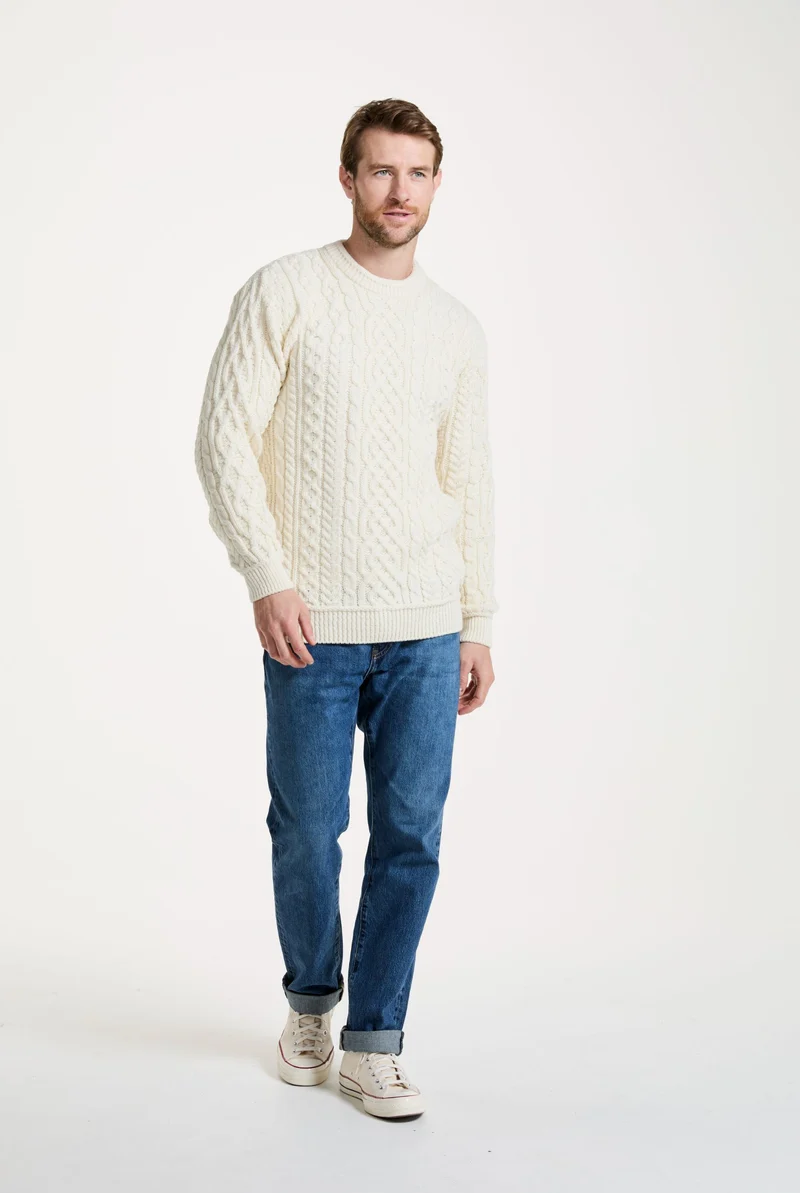 Inishturk Mens Aran Sweater - Cream