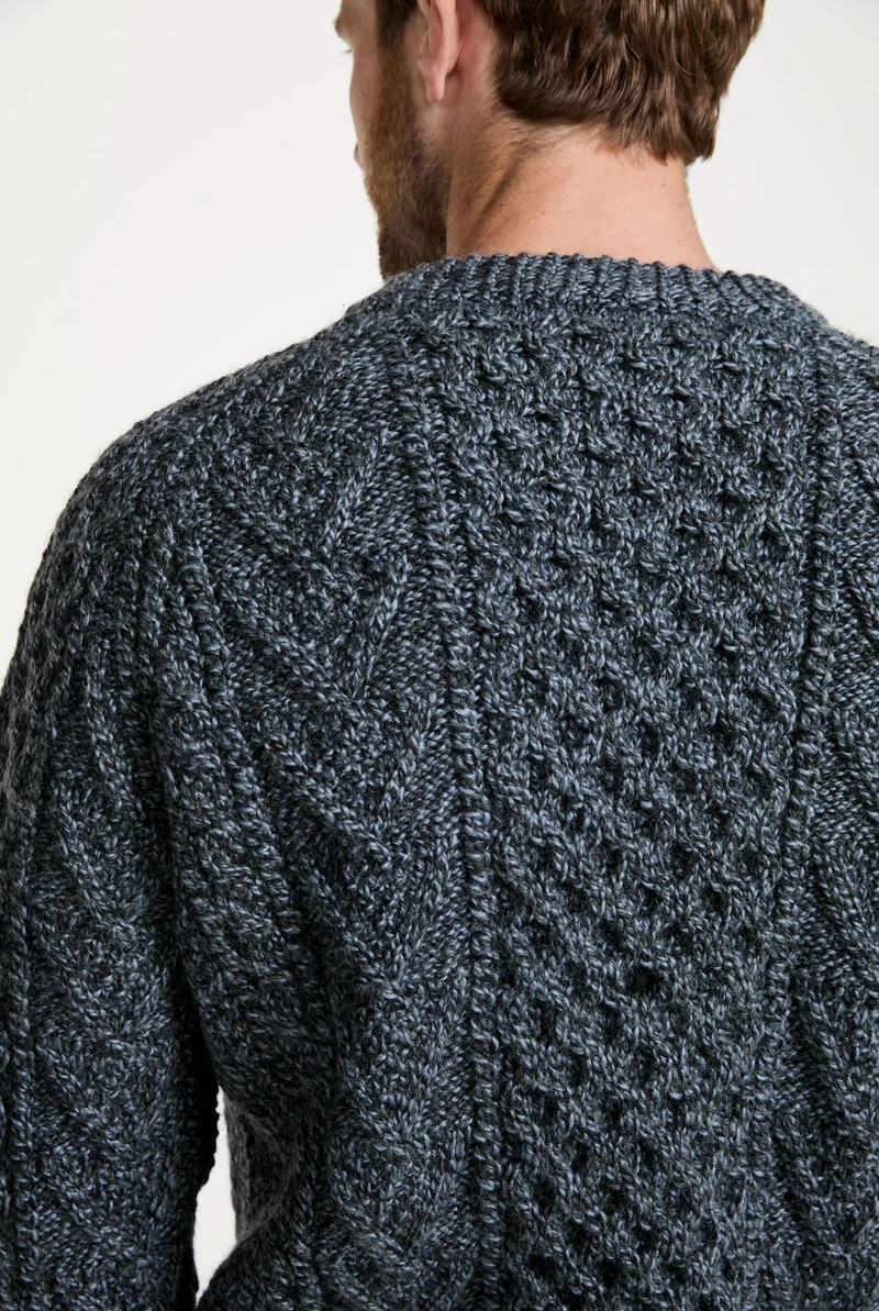 Kilronan Aran Mens Honeycomb Sweater - Charcoal