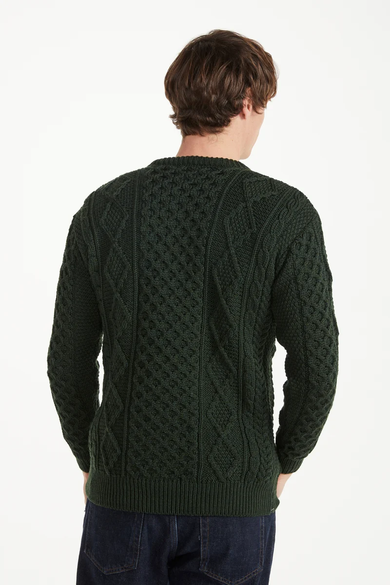 Éireann Mens Traditional Aran Supersoft Merino Sweater - Green