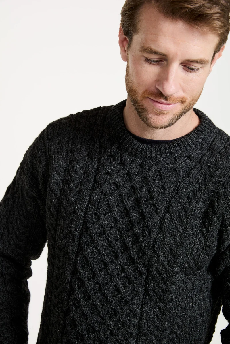 Inishbofin Mens Traditional Aran Sweater - Charcoal