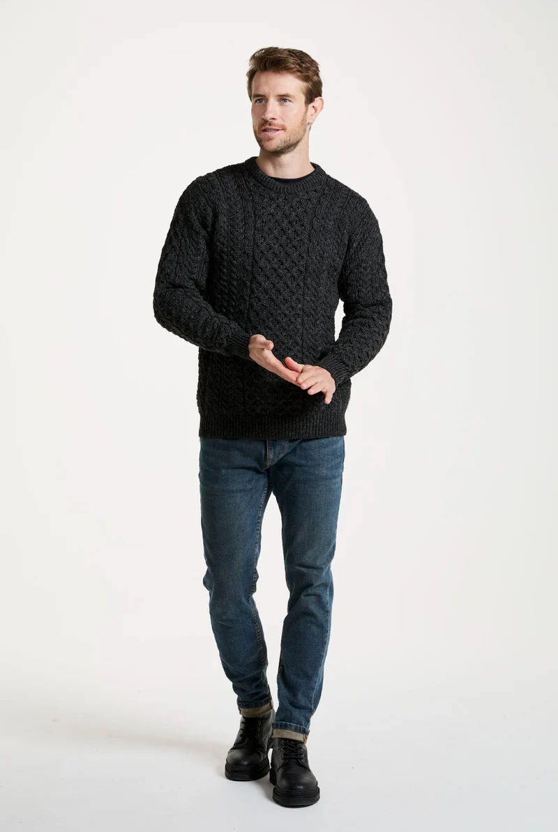 Inishbofin Mens Traditional Aran Sweater - Charcoal