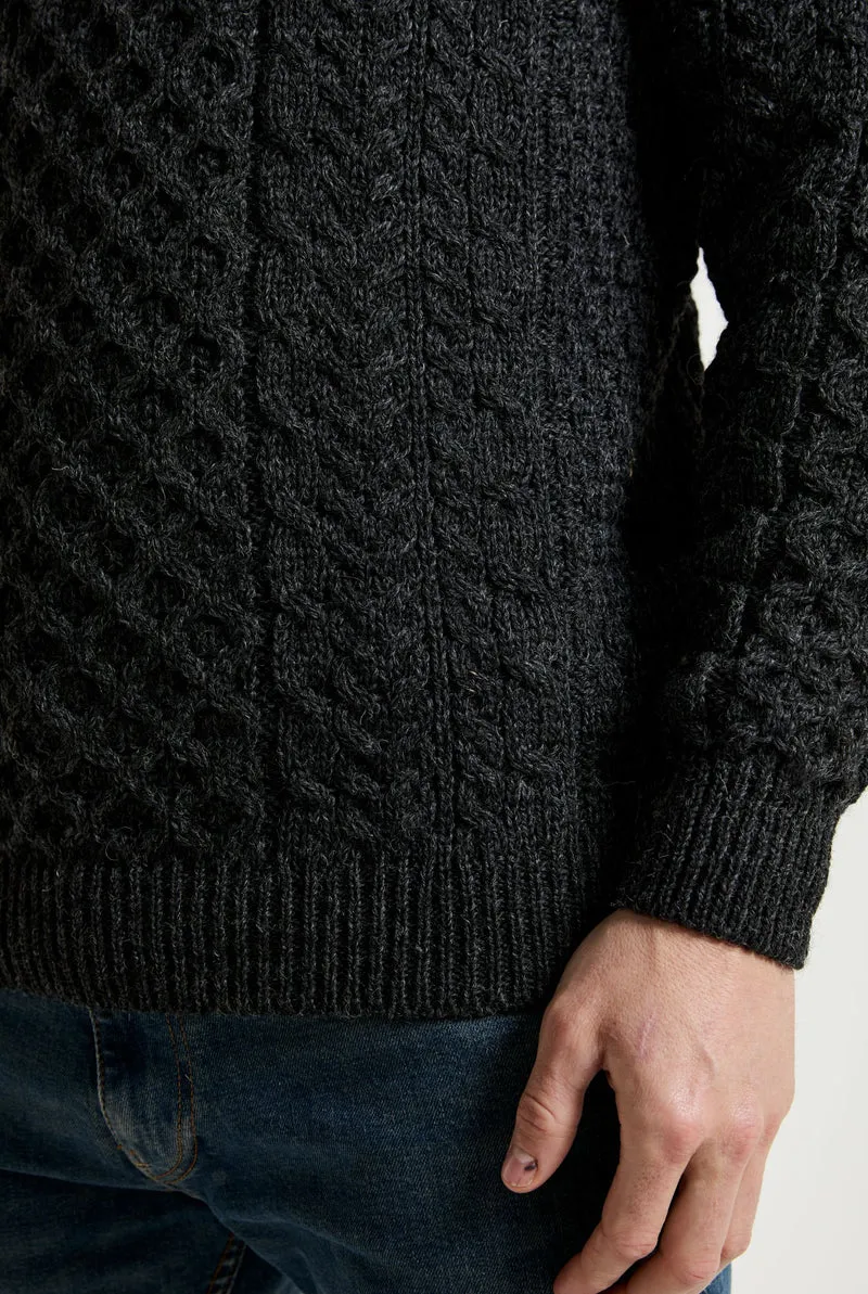 Inishbofin Mens Traditional Aran Sweater - Charcoal