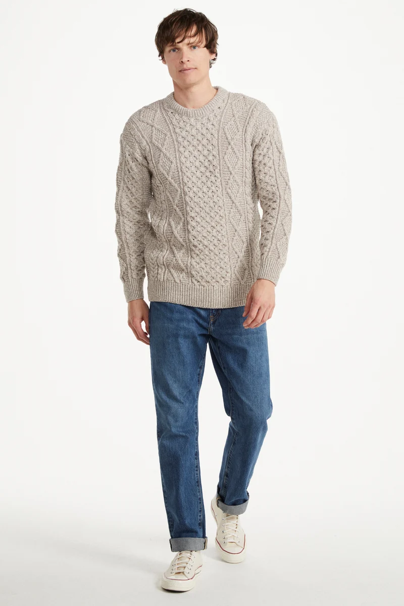 Éireann Mens Traditional Aran Supersoft Merino Sweater - Oat