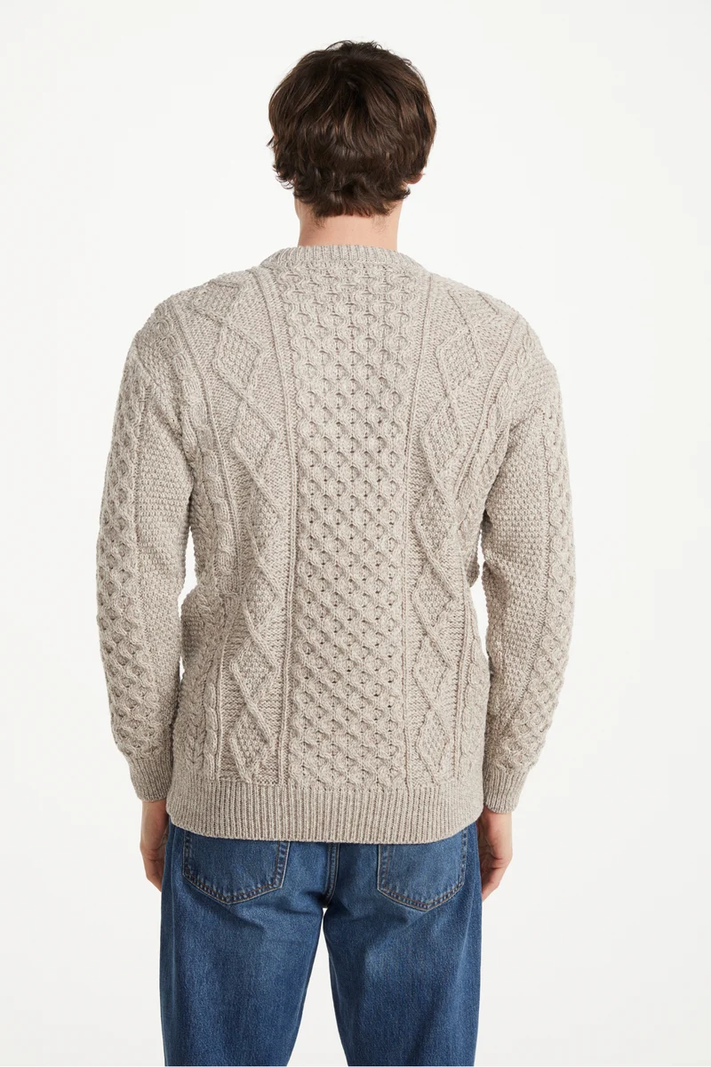 Éireann Mens Traditional Aran Supersoft Merino Sweater - Oat