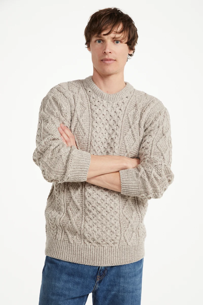 Éireann Mens Traditional Aran Supersoft Merino Sweater - Oat