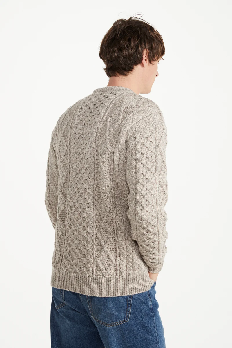 Éireann Mens Traditional Aran Supersoft Merino Sweater - Oat