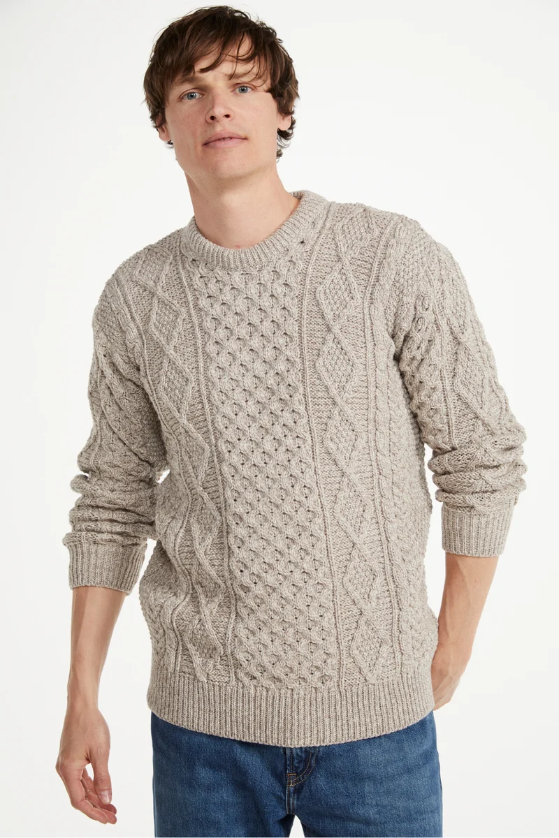 Éireann Mens Traditional Aran Supersoft Merino Sweater - Oat