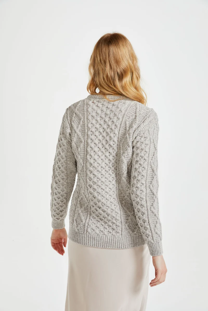 Éireann Ladies Traditional Aran Supersoft Merino Sweater - Oat