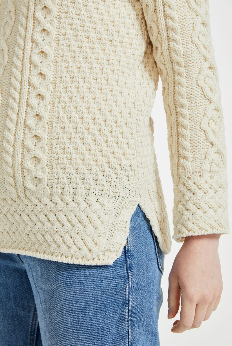 Belcare Ladies Aran Roll Neck Sweater - Cream