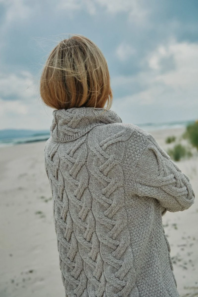 Kinsale Ladies Cable Aran Sweater - Oat