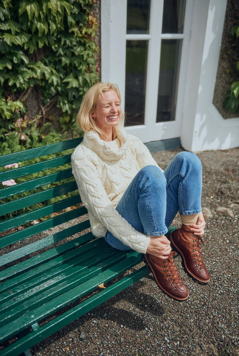 Kinsale Ladies Cable Aran Sweater - Cream